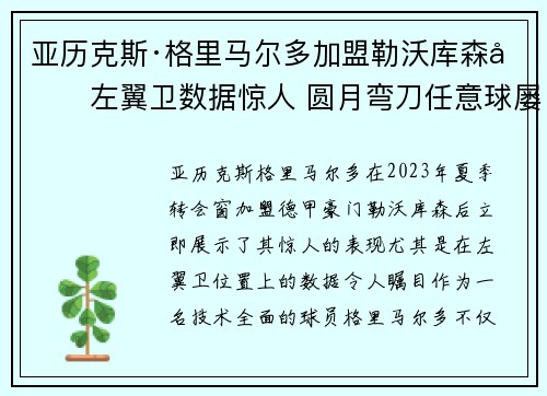 亚历克斯·格里马尔多加盟勒沃库森后左翼卫数据惊人 圆月弯刀任意球屡次救主 亚历克斯·格里马尔多加盟勒沃库森后左翼卫数据惊人 圆月弯刀任意球屡次救主
